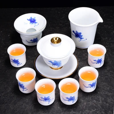 Jingdezhen Ceramic Tea Sets White Jade Porcelain Teapot High Grade Home Teacups Kung Fu Green Tea Oolong Pu-erh Teaware Gift Box