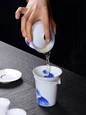 Jingdezhen Ceramic Tea Sets White Jade Porcelain Teapot High Grade Home Teacups Kung Fu Green Tea Oolong Pu-erh Teaware Gift Box