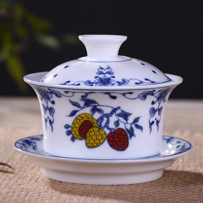 Jingdezhen Ceramics Gaiwan Home Handmade Tea Tureen Boutique with Cover Teacup Tea Ceremony Accessories Personal Tea Cup