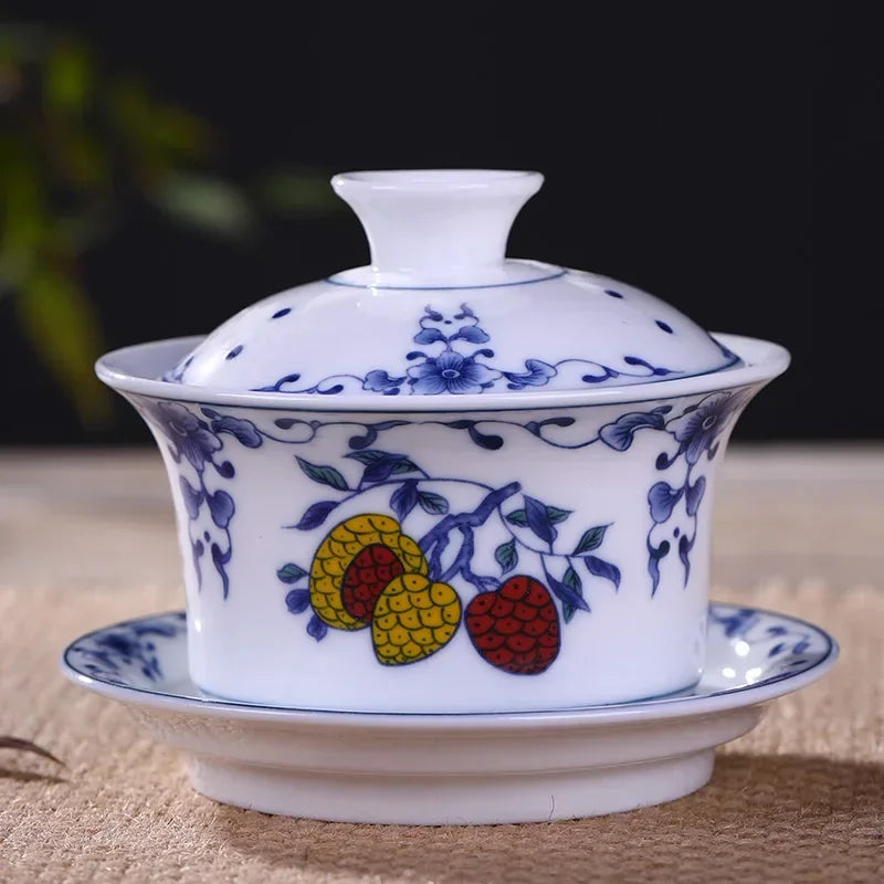 Jingdezhen Ceramics Gaiwan Home Handmade Tea Tureen Boutique with Cover Teacup Tea Ceremony Accessories Personal Tea Cup