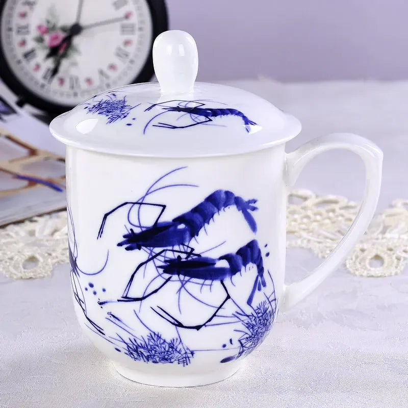 Jingdezhen Ceramics High Capacity Tea Cup Office with Cover Teacup Home Porcelain Water Cup Teaware Supplies Tea Infuser
