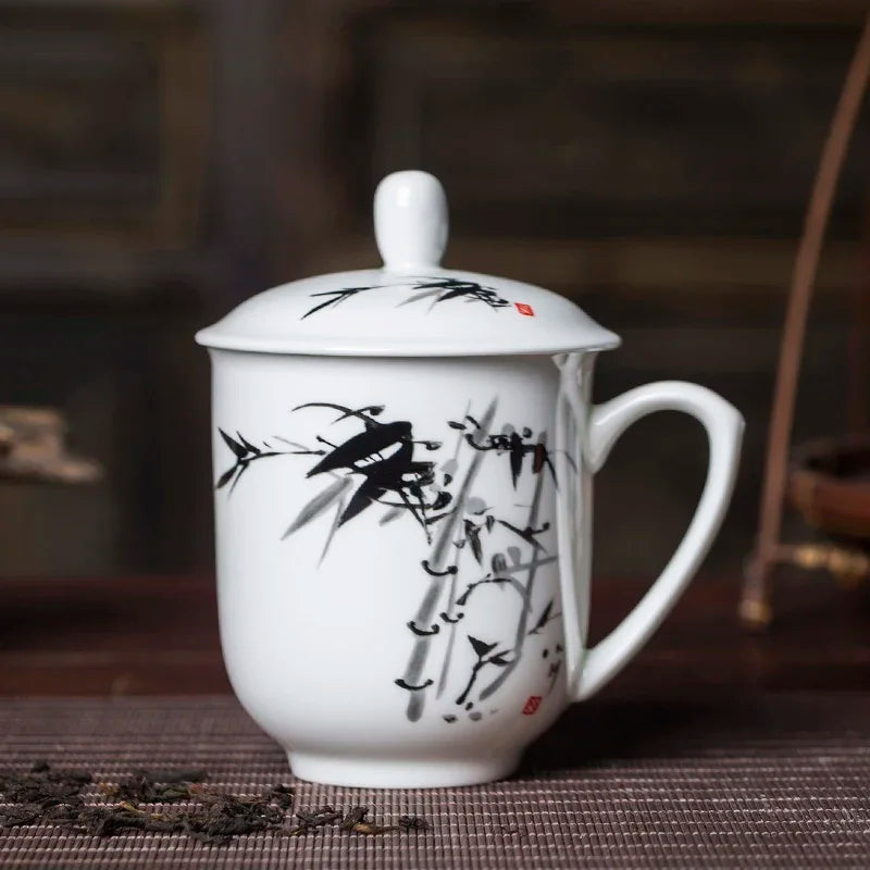 Jingdezhen Ceramics High Capacity Tea Cup Office with Cover Teacup Home Porcelain Water Cup Teaware Supplies Tea Infuser