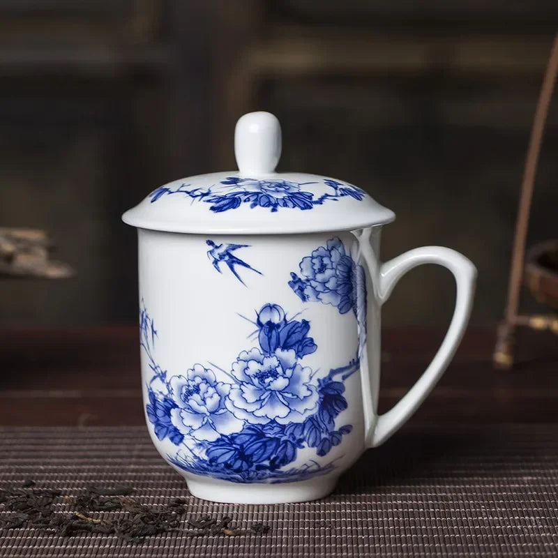 Jingdezhen Ceramics High Capacity Tea Cup Office with Cover Teacup Home Porcelain Water Cup Teaware Supplies Tea Infuser
