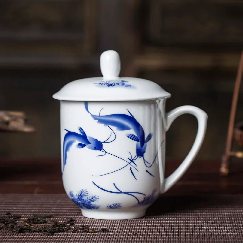 Jingdezhen Ceramics High Capacity Tea Cup Office with Cover Teacup Home Porcelain Water Cup Teaware Supplies Tea Infuser