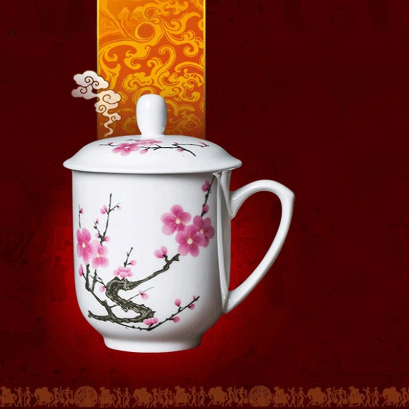 Jingdezhen Ceramics High Capacity Tea Cup Office with Cover Teacup Home Porcelain Water Cup Teaware Supplies Tea Infuser