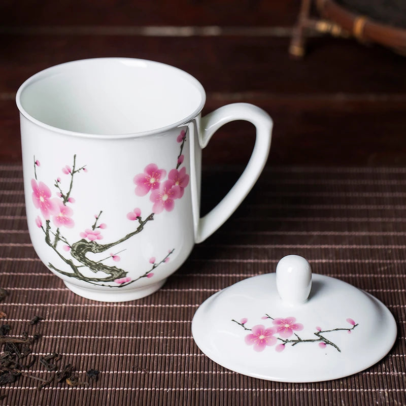 Jingdezhen Ceramics High Capacity Tea Cup Office with Cover Teacup Home Porcelain Water Cup Teaware Supplies Tea Infuser