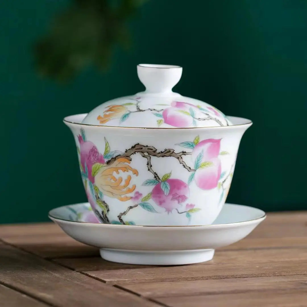 Jingdezhen Gaiwan Ceramic Tea Cups Chinese Tea Tureen On-glazed Teaware Home Decor Porcelanas Kung Fu Tea Cup Set