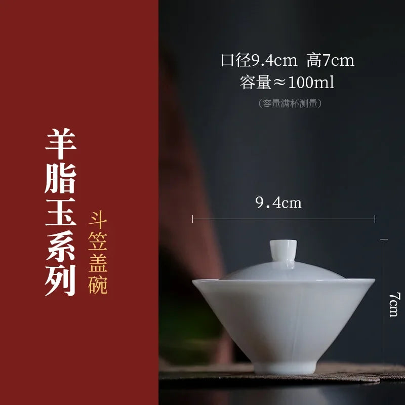 Jingdezhen Tea Tureen Pottery Gaiwan On-glazed High Grade Ceramic Tea Cup Elegant Gongfu Teaware Authentic Retro Teacups