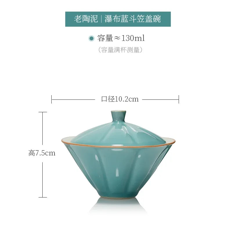 Jingdezhen Tea Tureen Pottery Gaiwan On-glazed High Grade Ceramic Tea Cup Elegant Gongfu Teaware Authentic Retro Teacups