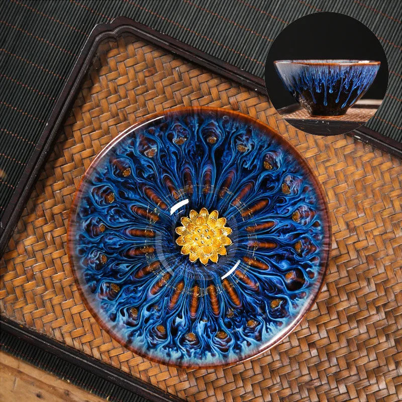 Kiln Change Tea Cup Tianmu Glaze Jianzhan Inlaid Silver Tea Cup Ceramic Teacup Master Cup Chinese Kung Fu Tea Set Tea Bowl