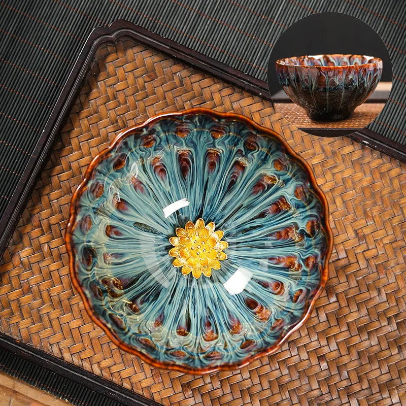 Kiln Change Tea Cup Tianmu Glaze Jianzhan Inlaid Silver Tea Cup Ceramic Teacup Master Cup Chinese Kung Fu Tea Set Tea Bowl