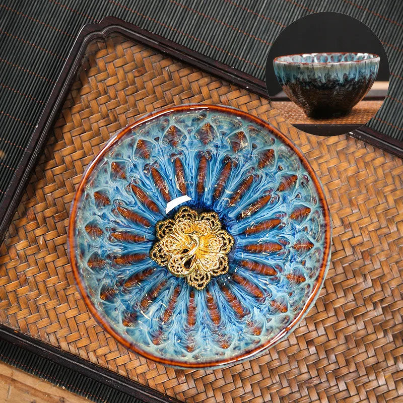 Kiln Change Tea Cup Tianmu Glaze Jianzhan Inlaid Silver Tea Cup Ceramic Teacup Master Cup Chinese Kung Fu Tea Set Tea Bowl
