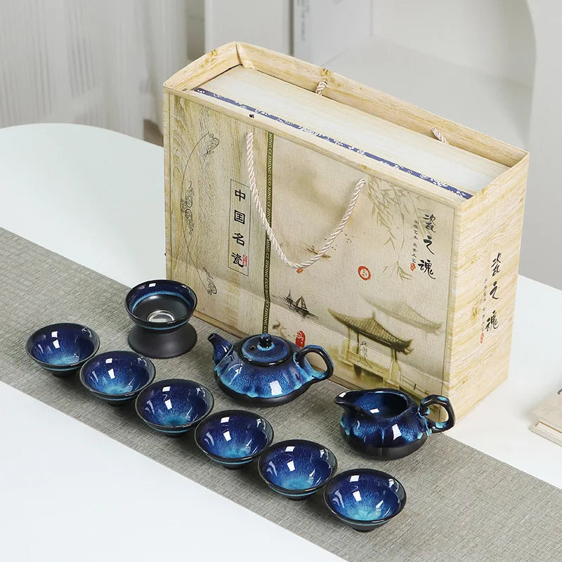 Kung Fu Chinese Style Ceramic Tea Pot Set Tea Ceremony Pottery Tea Ceremony Conjunto Para Cha Juego De Te Tea Service
