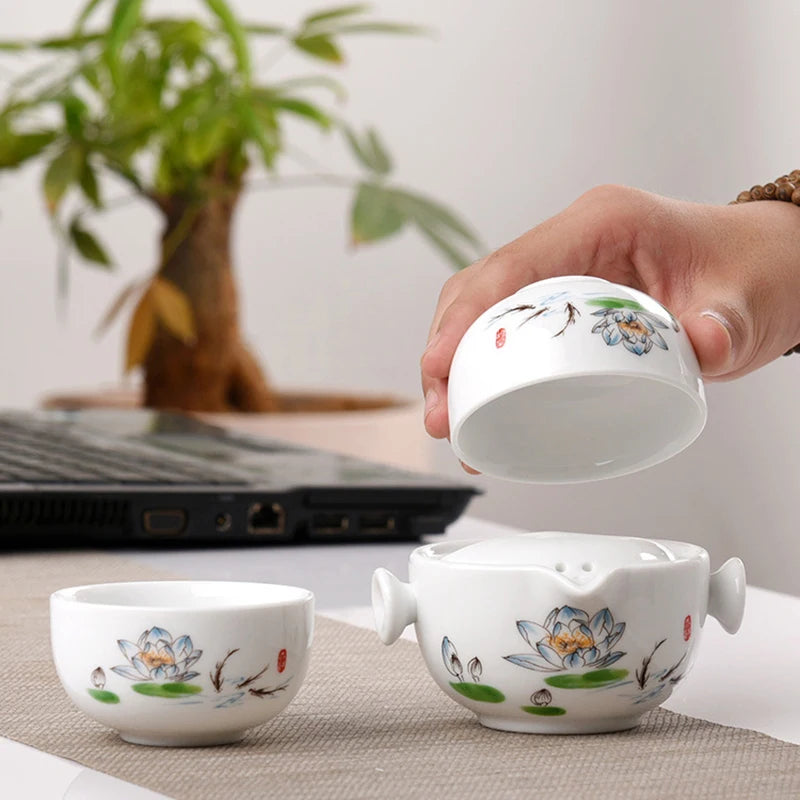 Kung fu gaiwan teapot teacup Travel tea set Include 1 Pot 2 Cup personal office travel portable Teaware bag Free shipping