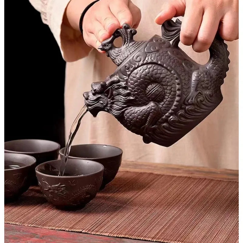 Large Capacity Yixing Zhu Ni Flower Tea Kettle Large Purple Sand Teapot Chinese Tea Set Handmade Ceramic Tea Pot