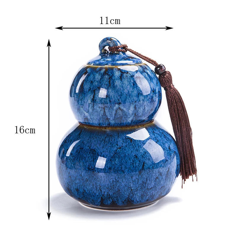 Large gourd tea pot ceramic storage sealed pot wake up tea pot general loose tea moisture-proof tea tank tea pot packaging box