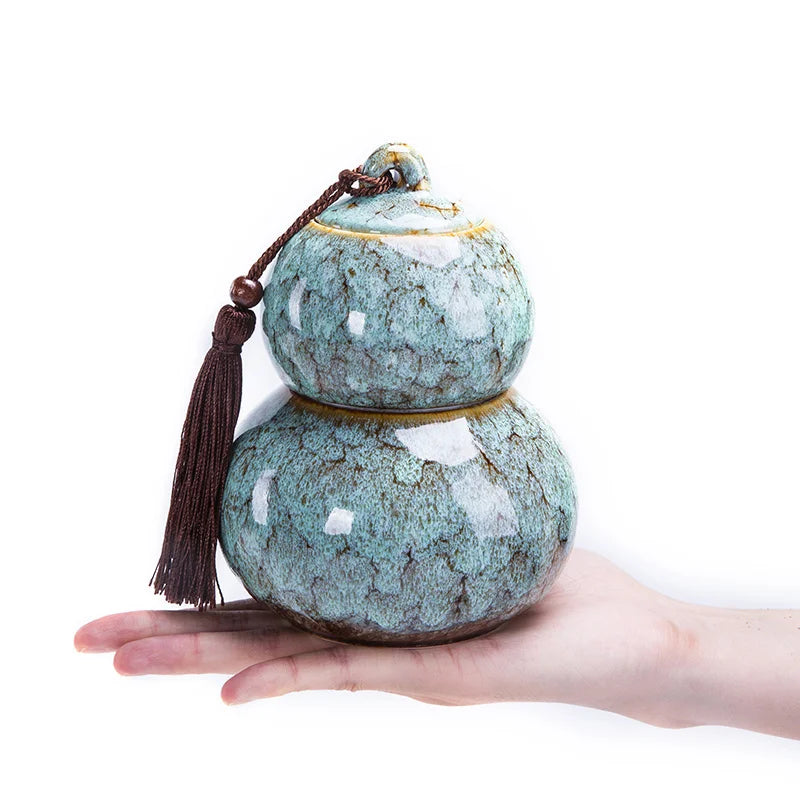 Large gourd tea pot ceramic storage sealed pot wake up tea pot general loose tea moisture-proof tea tank tea pot packaging box