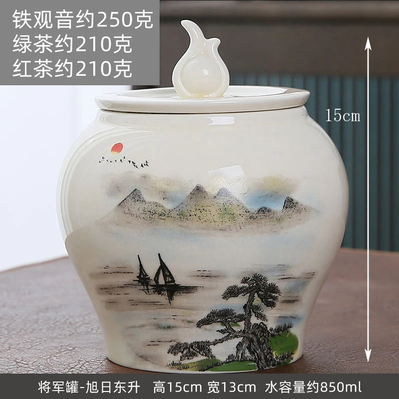 Large gourd tea pot ceramic storage sealed pot wake up tea pot general loose tea moisture-proof tea tank tea pot packaging box