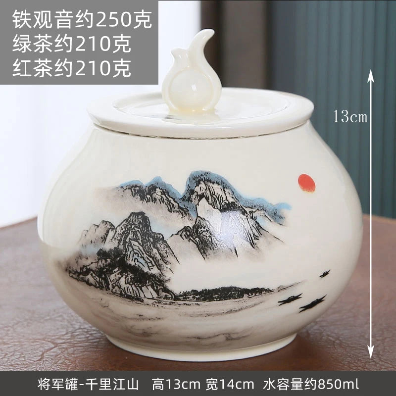 Large gourd tea pot ceramic storage sealed pot wake up tea pot general loose tea moisture-proof tea tank tea pot packaging box