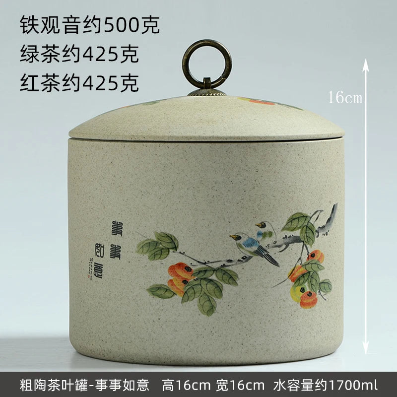 Large gourd tea pot ceramic storage sealed pot wake up tea pot general loose tea moisture-proof tea tank tea pot packaging box
