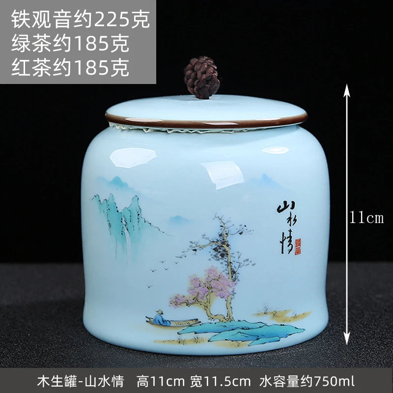 Large gourd tea pot ceramic storage sealed pot wake up tea pot general loose tea moisture-proof tea tank tea pot packaging box