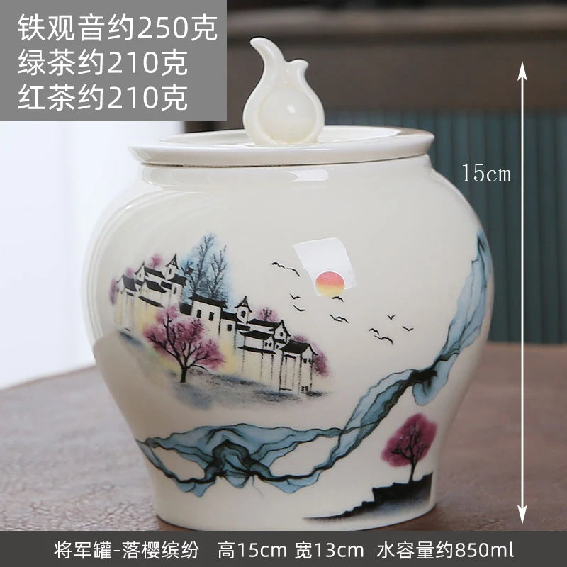 Large gourd tea pot ceramic storage sealed pot wake up tea pot general loose tea moisture-proof tea tank tea pot packaging box