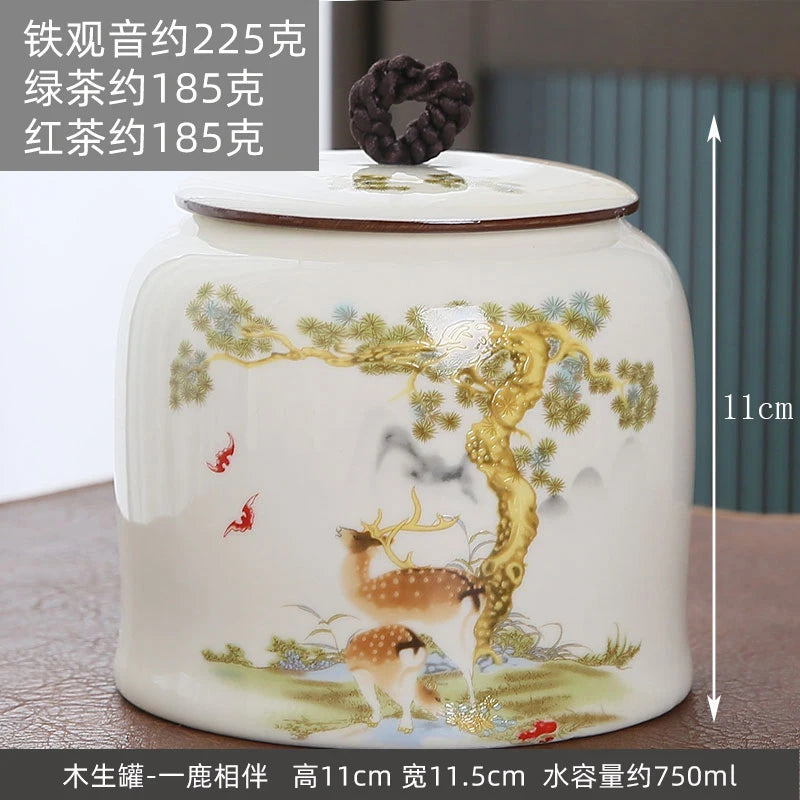 Large gourd tea pot ceramic storage sealed pot wake up tea pot general loose tea moisture-proof tea tank tea pot packaging box