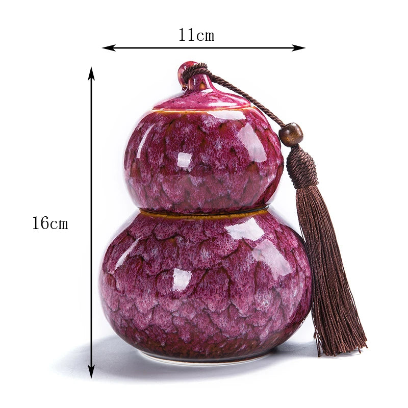 Large gourd tea pot ceramic storage sealed pot wake up tea pot general loose tea moisture-proof tea tank tea pot packaging box