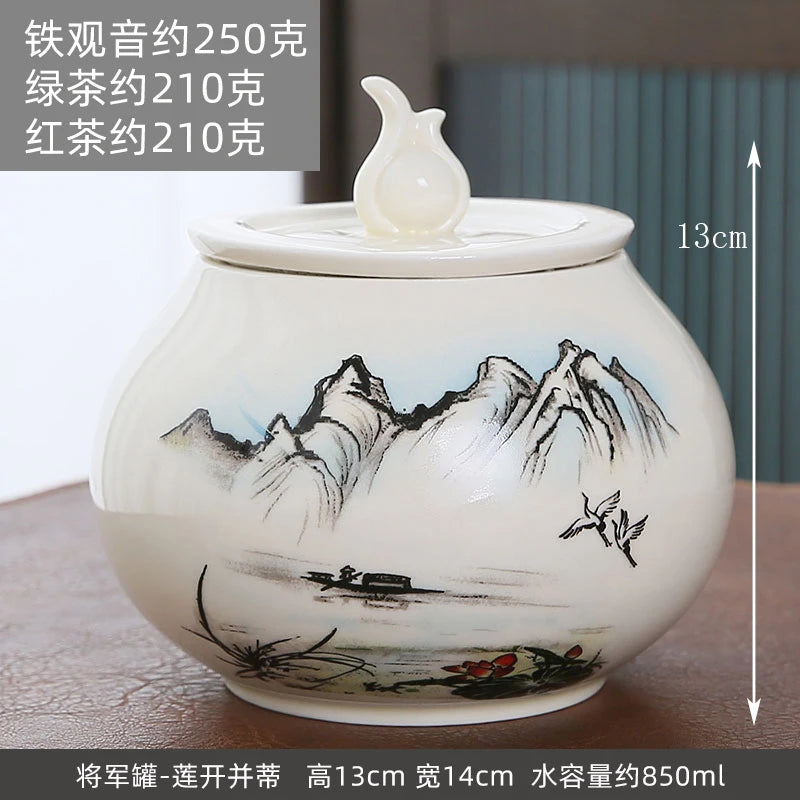 Large gourd tea pot ceramic storage sealed pot wake up tea pot general loose tea moisture-proof tea tank tea pot packaging box