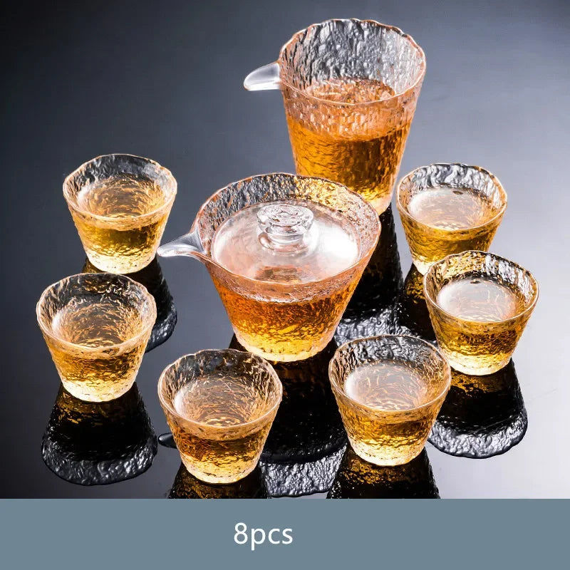 Light Luxury Glass Tea Set Home Gaiwan and Teacup Suit Office High-end Puer Tea Infuser Heat-Resistant Teaware Tea Cup  Sets