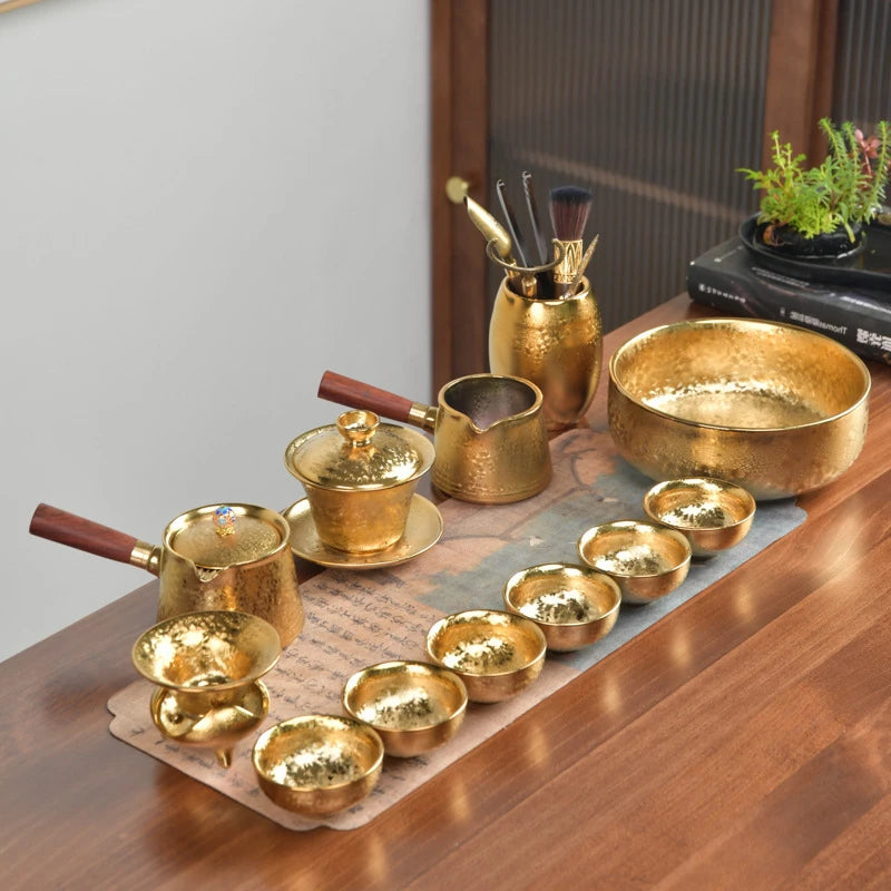 LuxuryKilnIntoGold-platedKungFuTeaSetsCeramicArchitecturalLightSetsHomeOfficeTeacupsTeapotGiftsTeaSetsKitchenCatering