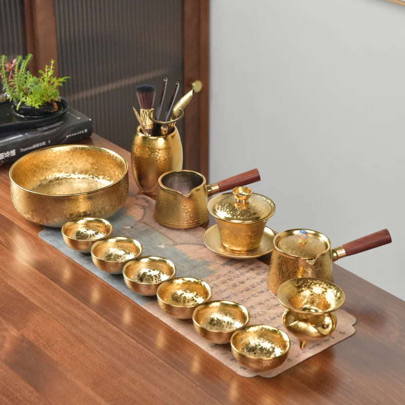 LuxuryKilnIntoGold-platedKungFuTeaSetsCeramicArchitecturalLightSetsHomeOfficeTeacupsTeapotGiftsTeaSetsKitchenCatering