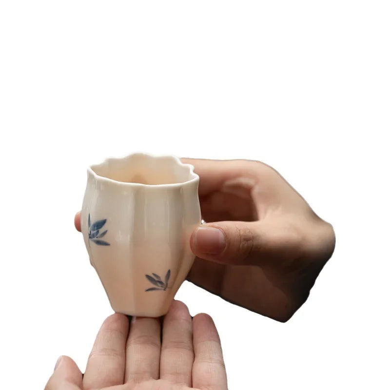 Master Cup Hand Painted Phalaenopsis Teacup Porcelain Kung Fu Tea Set Simple Tea Cup Single Cup Tea Cup Tea Drinking Cup
