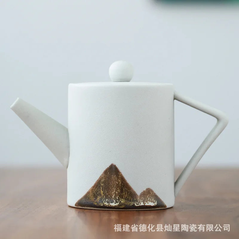 Modern Minimalist Japanese Style Tea Pot Taiwan Black Pottery Loop-handled Teapot Ceramic Tea Pot  Chrysanthemum Tea  Teapot