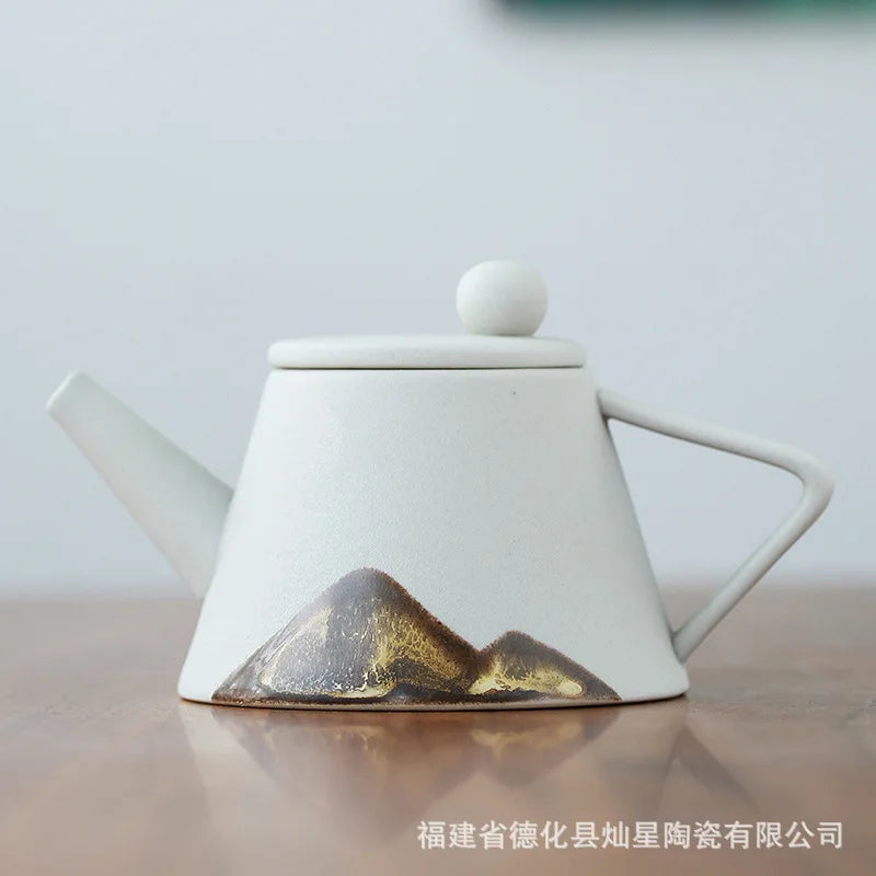 Modern Minimalist Japanese Style Tea Pot Taiwan Black Pottery Loop-handled Teapot Ceramic Tea Pot  Chrysanthemum Tea  Teapot