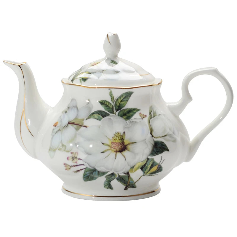 New British Bone China Coffee Pot European Style Afternoon Tea Teaset Ceramic Teapot Coffee Pot Porcelain Flower Tea Pots