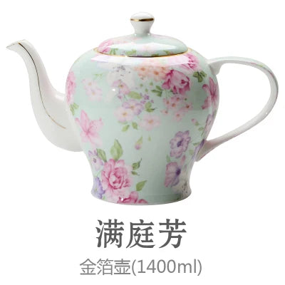 New British Bone China Coffee Pot European Style Afternoon Tea Teaset Ceramic Teapot Coffee Pot Porcelain Flower Tea Pots