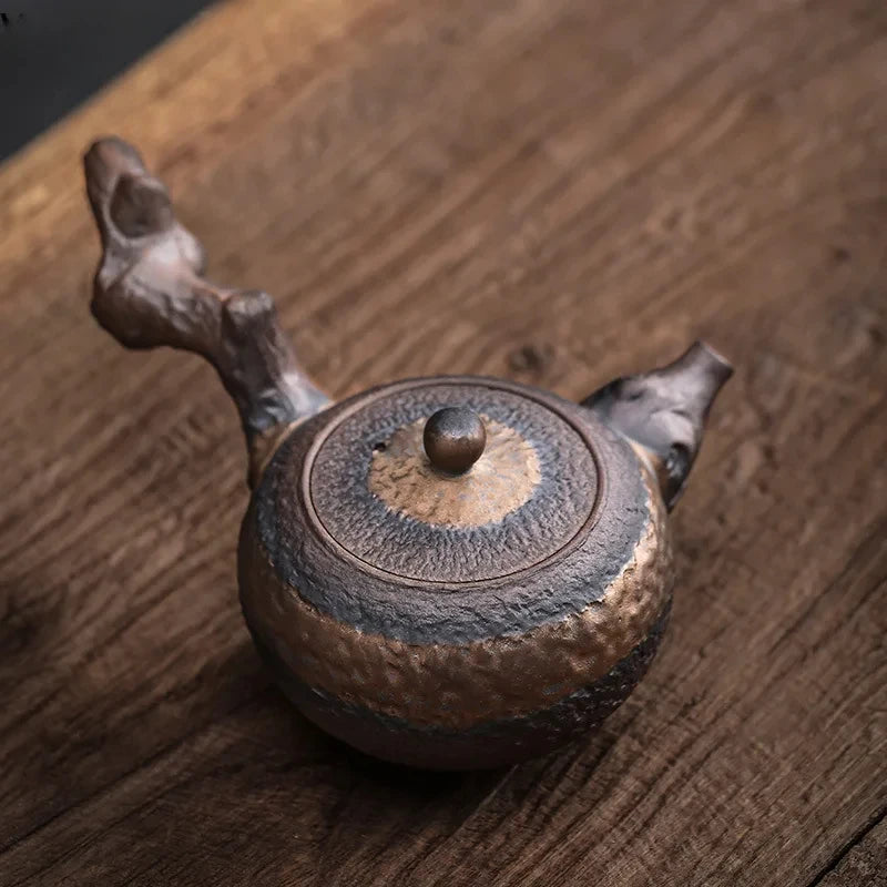 New Chinese Stoneware Teapot Ceramic Side Handle Tea Pot Handmade Kettle Antique Teaware Tea Ceremony Gifts 220ml