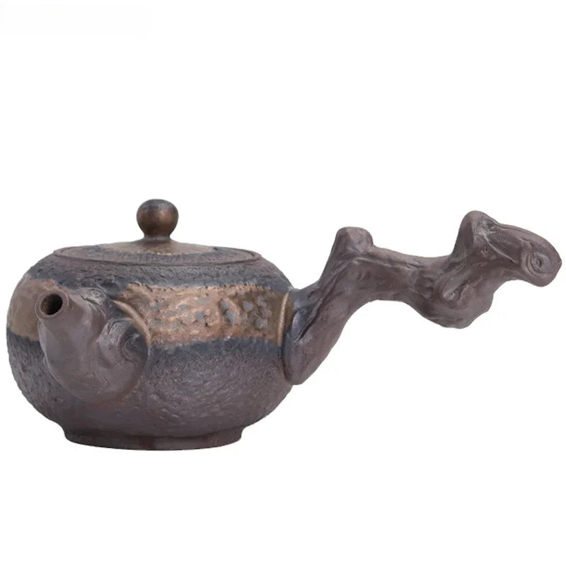 New Chinese Stoneware Teapot Ceramic Side Handle Tea Pot Handmade Kettle Antique Teaware Tea Ceremony Gifts 220ml