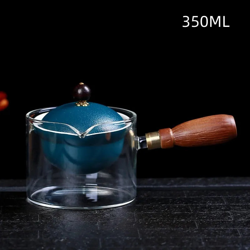New Style Ceramic Glass Teapot Chinese Gongfu Tea Pot 360 Rotation Tea Maker  Automatic Single Pot   Teapot For Tea