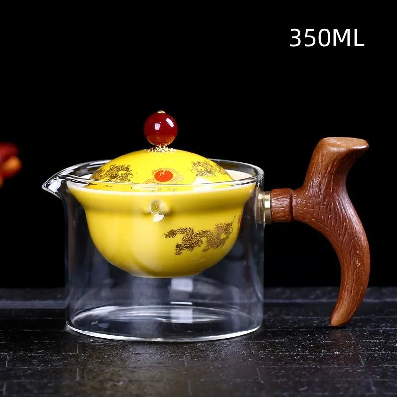 New Style Ceramic Glass Teapot Chinese Gongfu Tea Pot 360 Rotation Tea Maker  Automatic Single Pot   Teapot For Tea