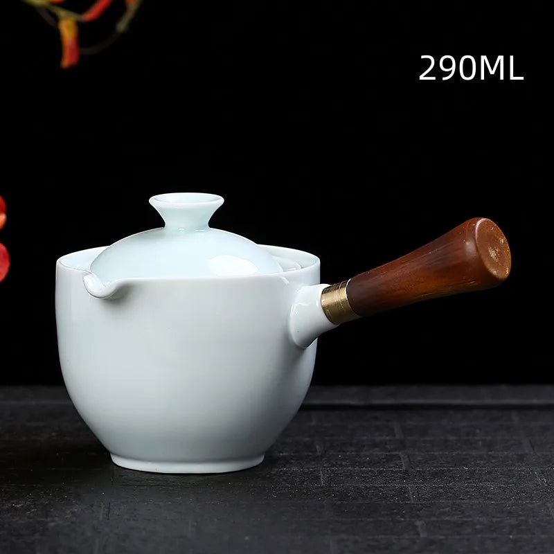 New Style Ceramic Glass Teapot Chinese Gongfu Tea Pot 360 Rotation Tea Maker  Automatic Single Pot   Teapot For Tea