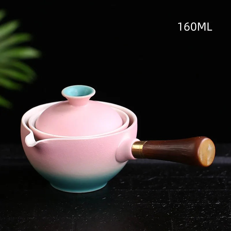New Style Ceramic Glass Teapot Chinese Gongfu Tea Pot 360 Rotation Tea Maker  Automatic Single Pot   Teapot For Tea