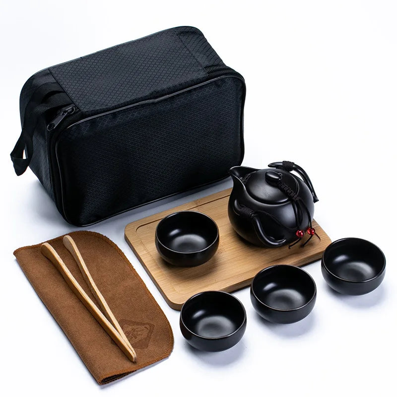 New tea cups white Ceramic cup set clay cup pu er tea tols kung fu teapot tea cup Travel bag Free shipping