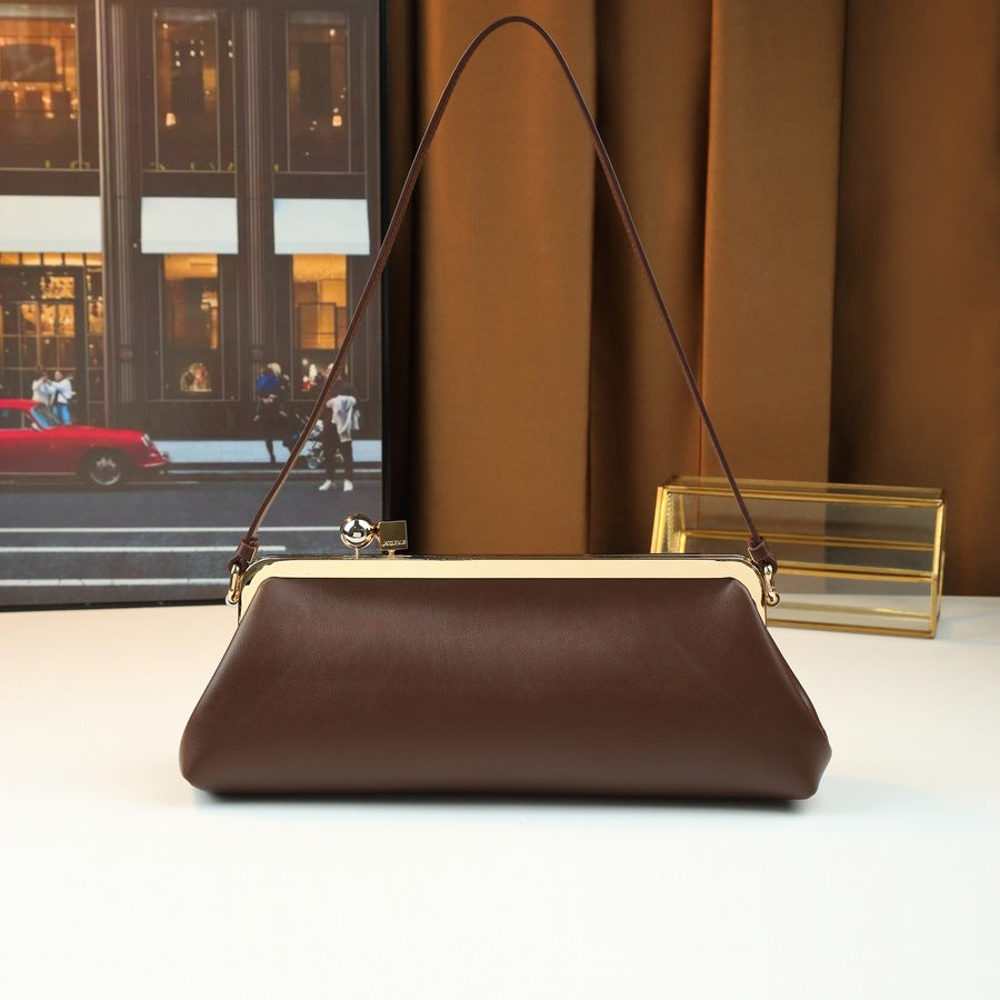 Round Ball Metal Clip Baguette Bag for Women Large Capacity Evening Shoulder Handbag, Premium Statement Purse with Unique Hardware Design