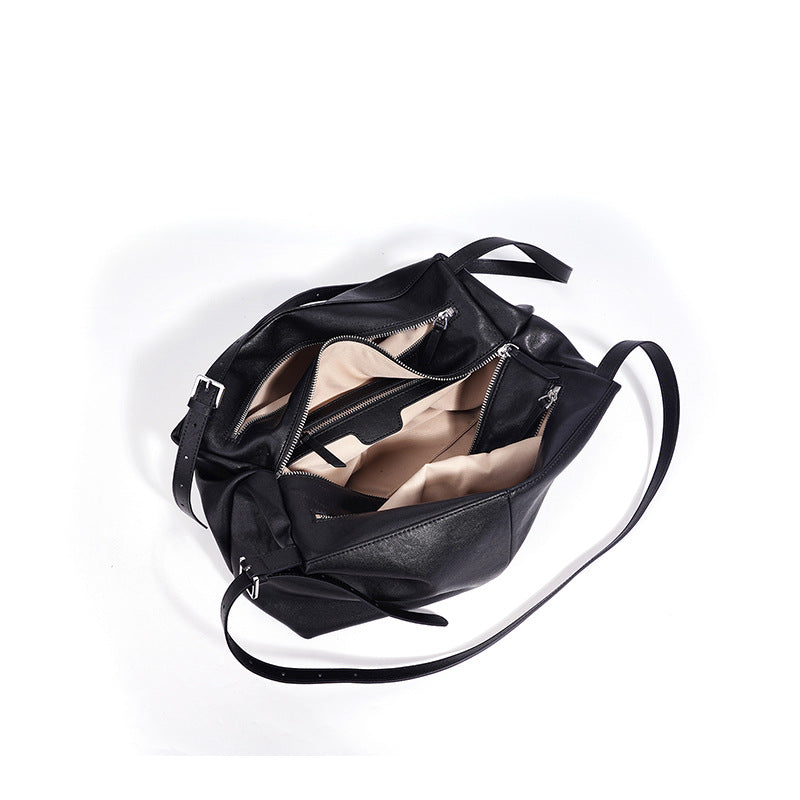 Genuine Leather Niche Tote Bag for Women, Minimalist Versatile Shoulder Top Handle Purse, Large Capacity Casual Commute Handbag for Ladies