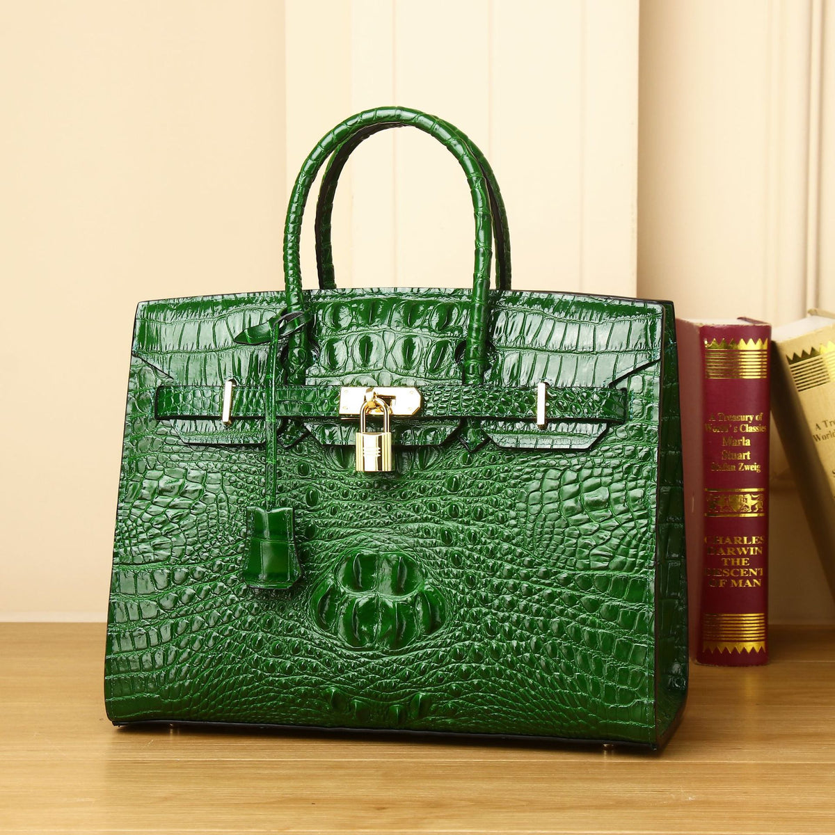Chic Croc-Embossed Birkin-Inspired Tote Bag for Women, Large Capacity Wristlet Handbag with Versatile Classic Design, Perfect Everyday Purse