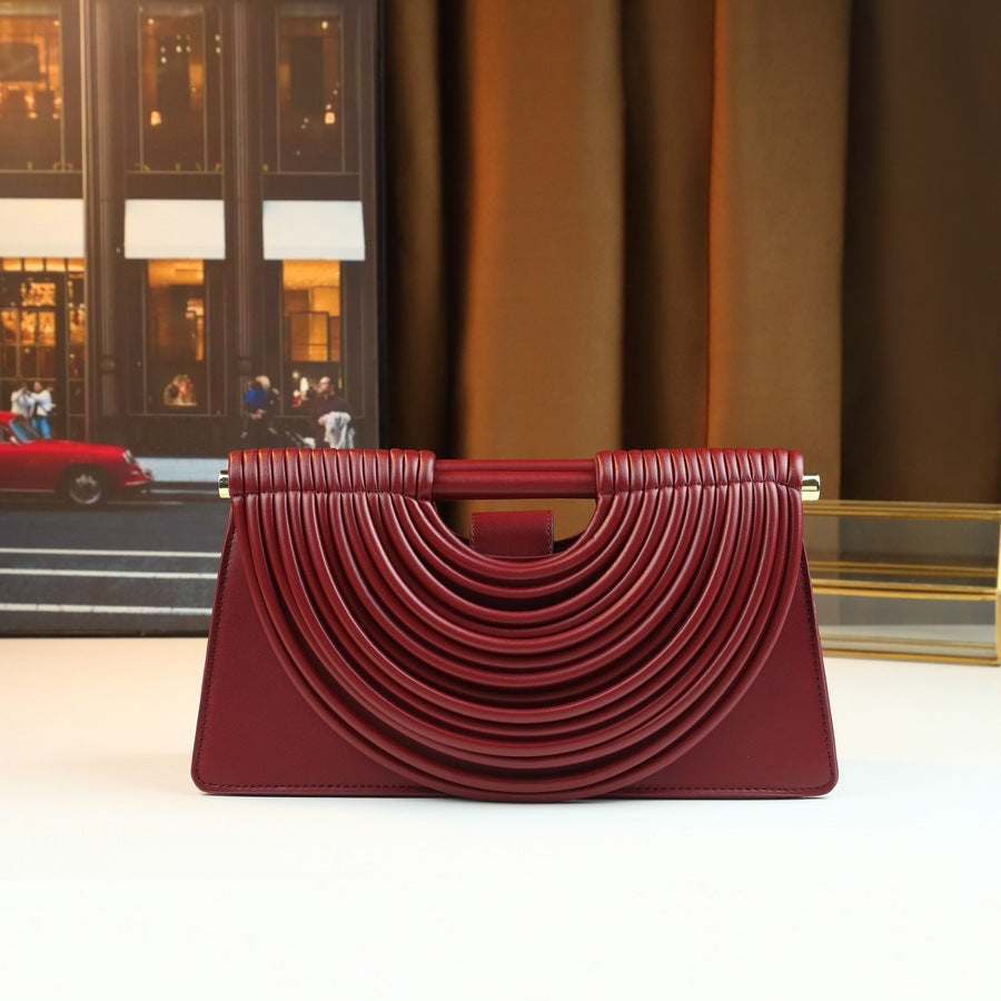 Woven Line Clutch Bag for Women Niche Designer Handbag with Premium Texture, Artistic Woven Detail and Minimalist Silhouette