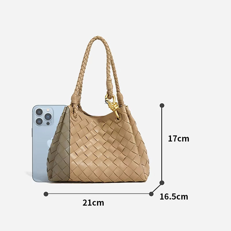 Split Cowhide Handwoven Tote Bag for Women Minimalist Versatile Shoulder Handbag, Bestselling Textured Purse with Artisan Craftsmanship