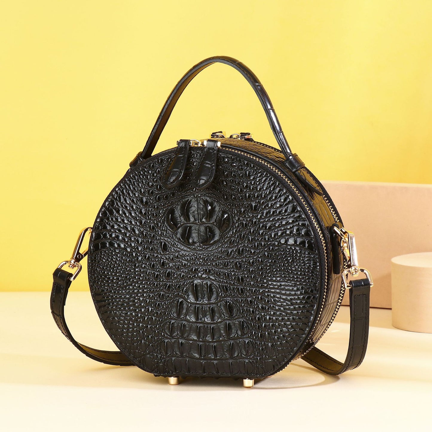 Croc-Embossed Himalayan Round Crossbody Bag for Women – Large-Capacity Accordion Shoulder Tote, Versatile Summer Handbag for Daily Casual Style